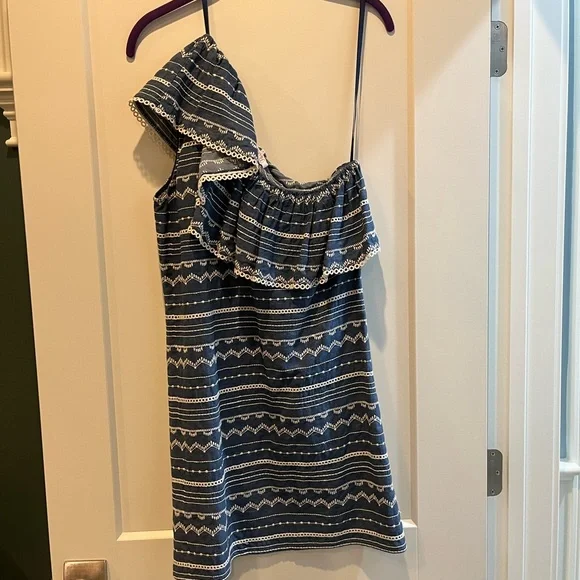 Parker Dresses | Parker Embroidered One-Shoulder Dress | Color: Blue/White | Size: S | Pm-66266212's Closet Parker Dresses | Parker Embroidered One-Shoulder Dress | Color: Blue/White | Size: S | Pm-66266212's Closet